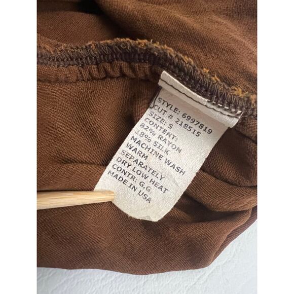 Cut Loose Velvet Silk Blend Tunic 3/4 Sleeve brown reddish color Small grunge - Picture 4 of 8